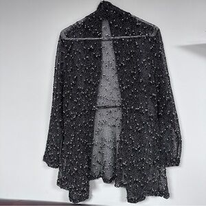 Serengeti Mesh Button Top Womens  Sz L Black Fairy Goth Boho Lagenlook Artsy EUC